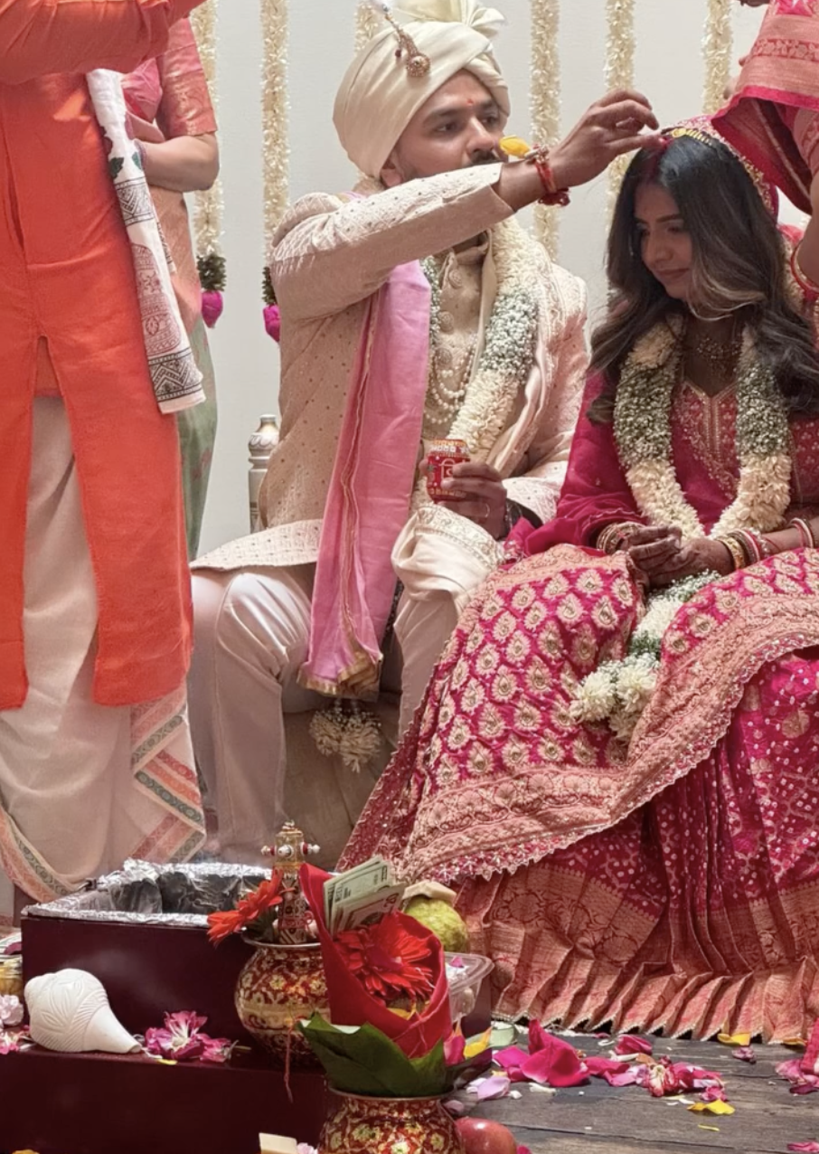 Hindu wedding ritual with sacred fire at the havan kund